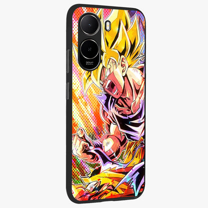 Firing Goku Glass Case upright view showcasing energetic anime artwork with bold warrior theme.