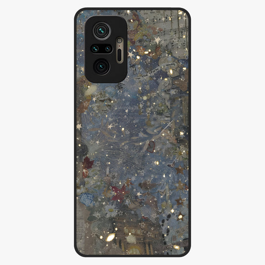 Aesthetic Astrolophia Glass Case showing flat back view with dreamy aesthetic design and glossy glass finish.