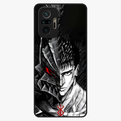 Berserker Blood Oath Glass Case showing flat back view with fierce warrior inspired artwork and glossy glass finish.