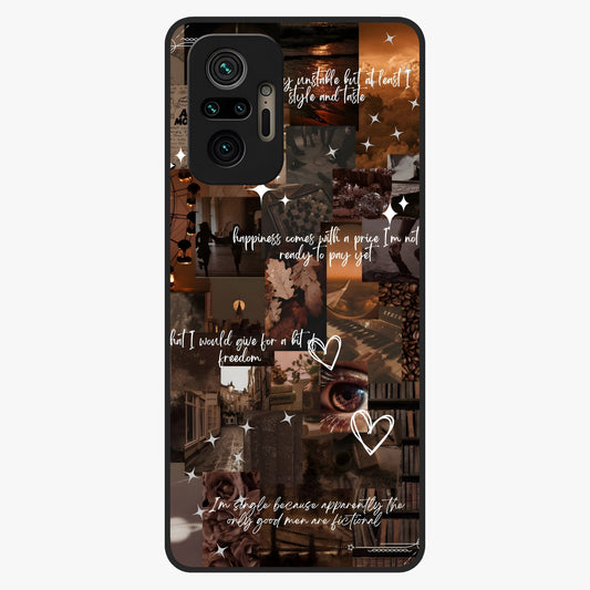 Bittersweet Aesthetic Chaos Glass Case showing flat back view with artistic chaotic aesthetic design and glossy glass finish.