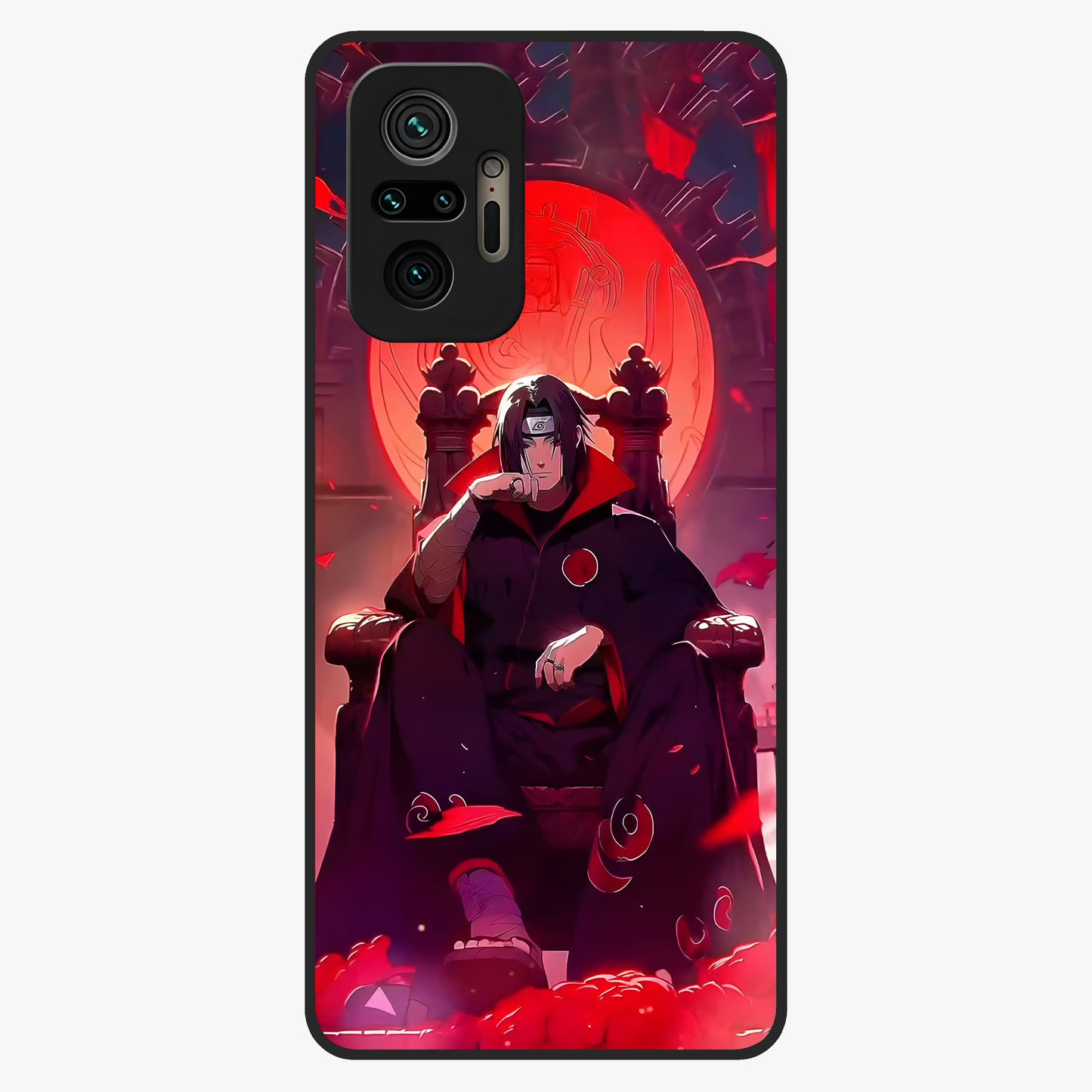 Blood Moon Sovereign Glass Case showing flat back view with mystical blood moon artwork and glossy glass finish.