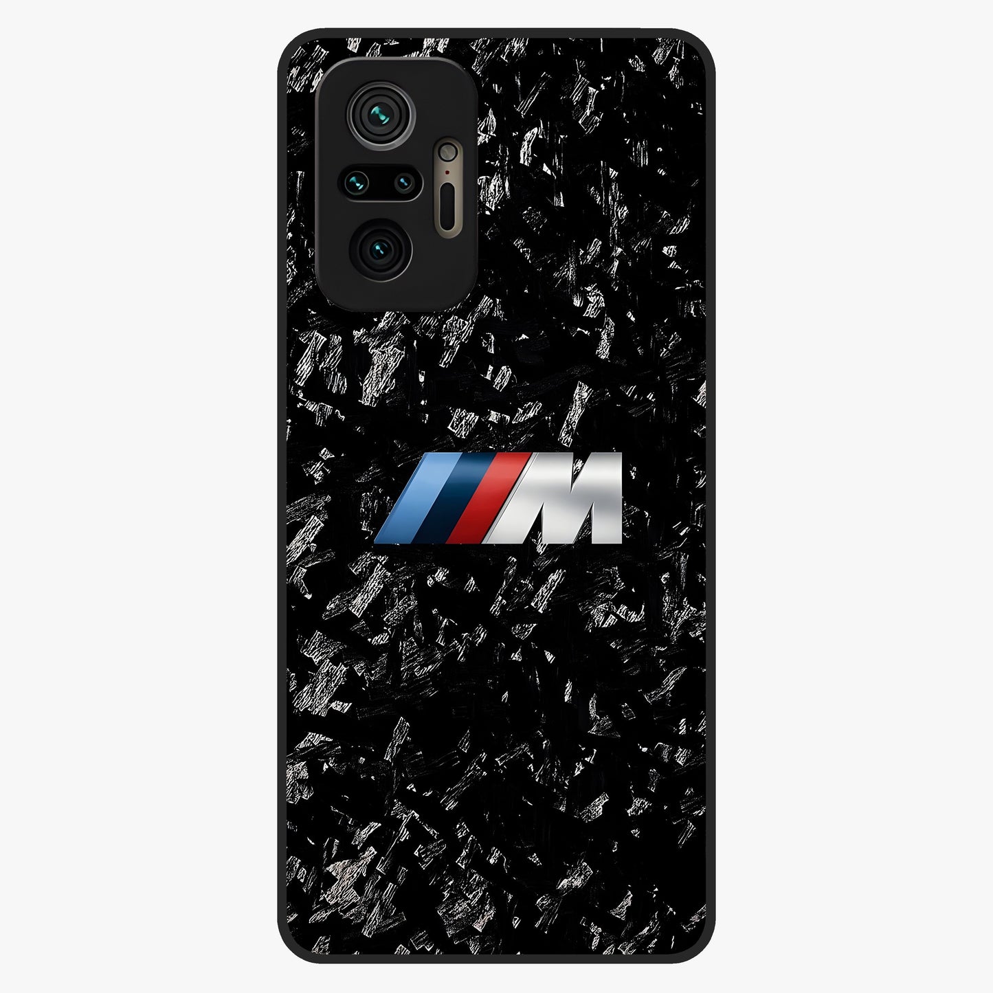 Carbon Speed Mark Glass Case showing flat back view with sporty carbon pattern artwork and glossy glass finish.