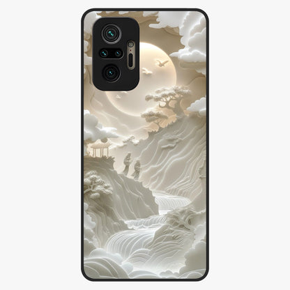 Celestial Origami Glass Case showing flat back view with artistic origami inspired celestial artwork and glossy glass finish.