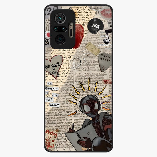 City Dream Sketch Glass Case showing flat back view with artistic city skyline sketch artwork and glossy glass finish.