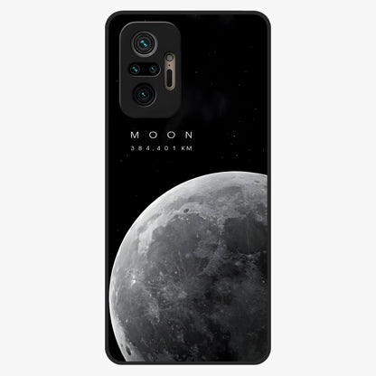 Cosmic Moon Glow Glass Case showing flat back view with glowing moon artwork and glossy glass finish.