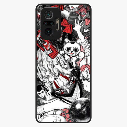 Crimson Chaos Panel Glass Case showing flat back view with bold crimson abstract artwork and glossy glass finish.
