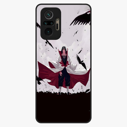 Crimson Crow Ascension Glass Case showing flat back view with mystical crow artwork and glossy glass finish.
