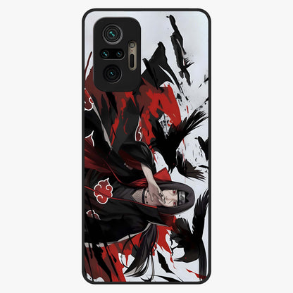 Crimson Crow Illusion Glass Case showing flat back view with artistic crow illusion artwork and glossy glass finish.