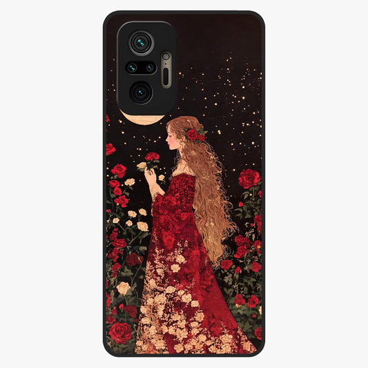 Crimson Dreams Glass Case showing flat back view with dreamy crimson artwork and glossy glass finish.