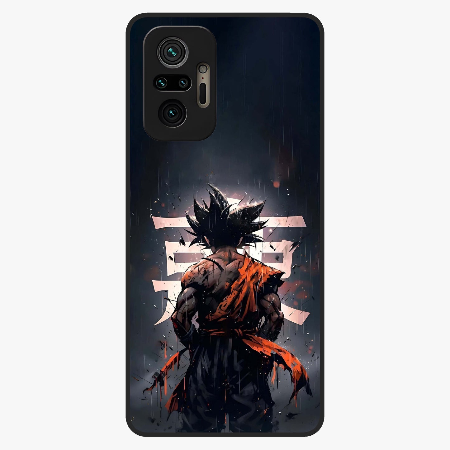 Dark Warrior In Rain Glass Case showing flat back view with warrior artwork in rainy atmosphere and glossy glass finish.
