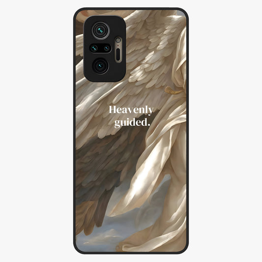 Divine Winged Grace Glass Case showing flat back view with elegant wing inspired artwork and glossy glass finish.