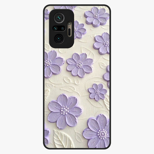 Floral Wall Art With Purple Flowers Glass Case showing flat back view with purple flower artwork and glossy glass finish.