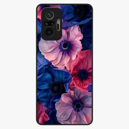 Flower Paper Art Pattern Glass Case showing flat back view with paper cut style floral artwork and glossy glass finish.
