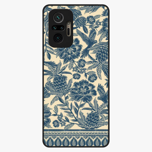 Heirloom Wild Bloom Glass Case showing flat back view with vintage inspired wild flower artwork and glossy glass finish.