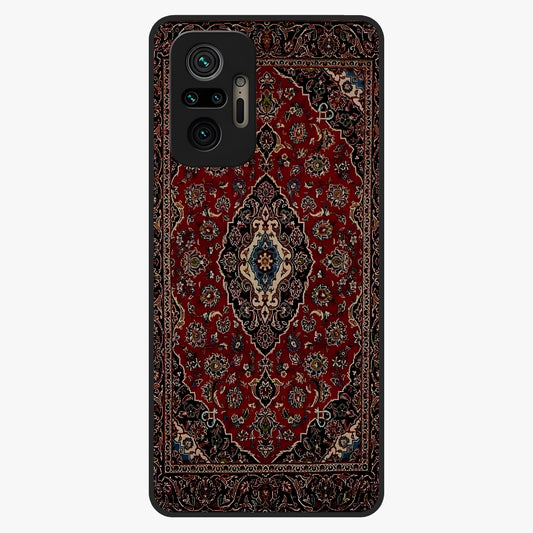 Heritage Carpet Royale Glass Case showing flat back view with ornate Persian carpet inspired pattern and glossy glass finish.