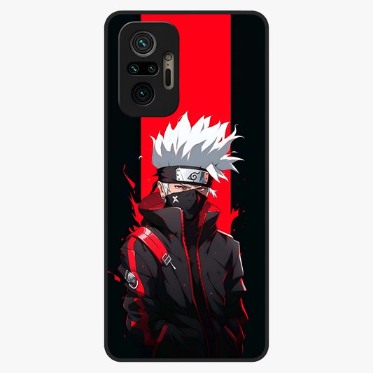Kakashi Scarlet Shadow Glass Case showing flat back view with powerful anime ninja artwork and glossy glass finish.