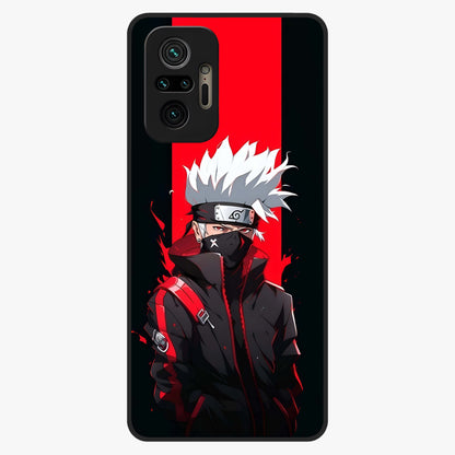 Kakashi Scarlet Shadow Glass Case showing flat back view with powerful anime ninja artwork and glossy glass finish.