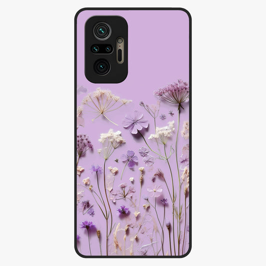 Lavender Blossom Dream Glass Case showing flat back view with soft lavender floral artwork and glossy glass finish.