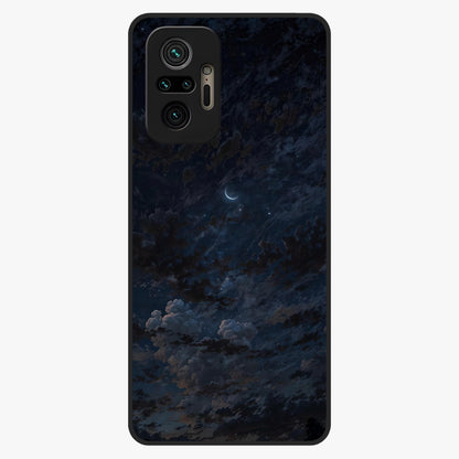 Lunar Veil Silence Glass Case showing flat back view with mystical moon veil artwork and glossy glass finish.