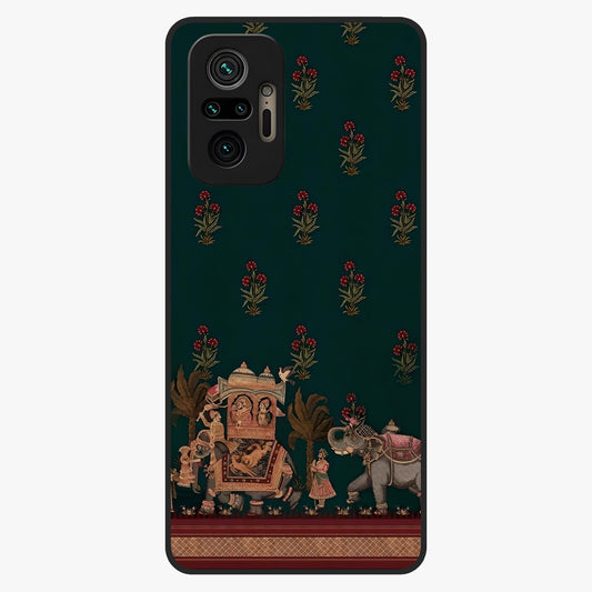 Macmerise Glass Case showing flat back view with stylish modern artwork and glossy glass finish.