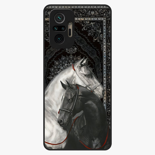 Majestic Ride Legacy Glass Case showing flat back view with powerful automotive inspired artwork and glossy glass finish.