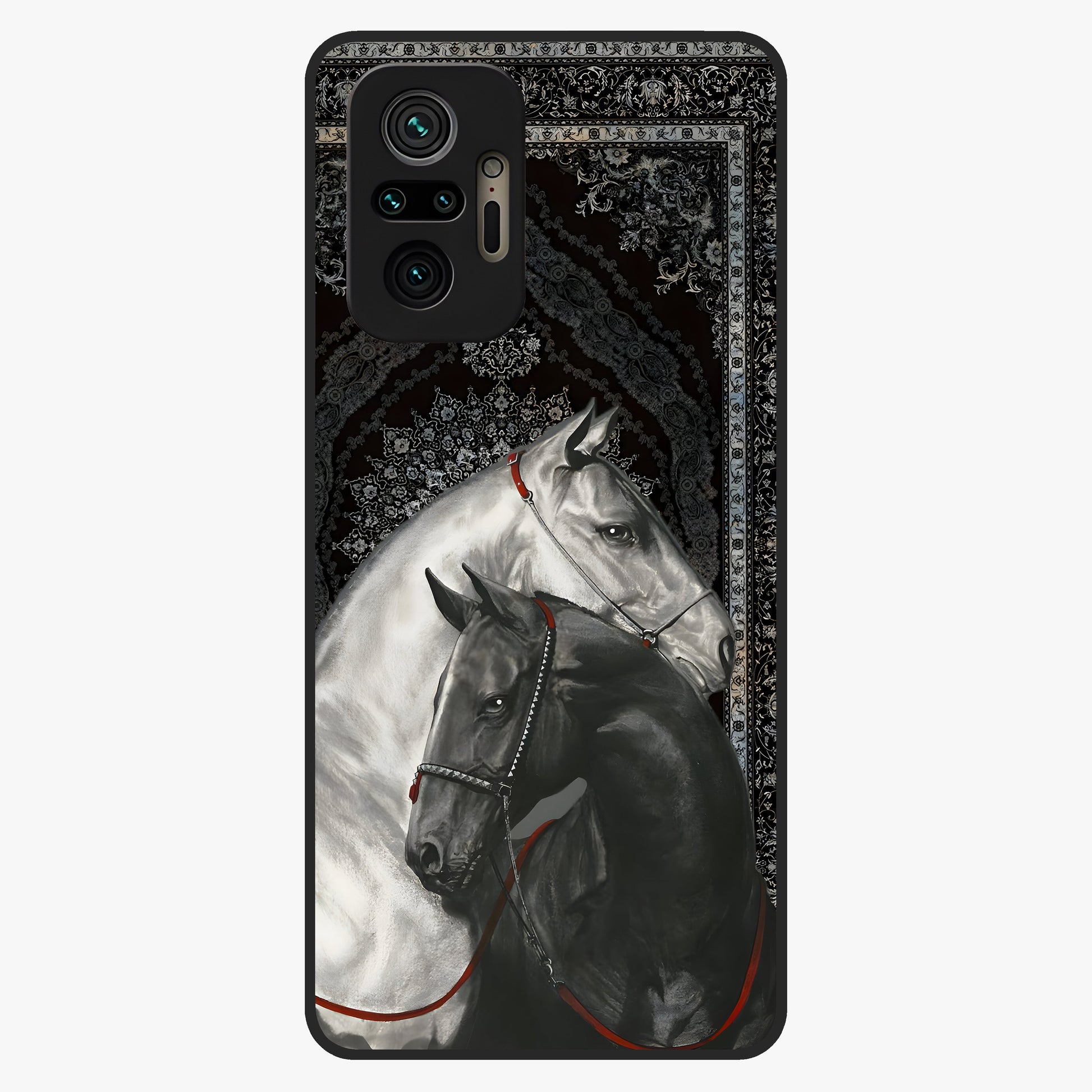 Majestic Ride Legacy Glass Case showing flat back view with powerful automotive inspired artwork and glossy glass finish.