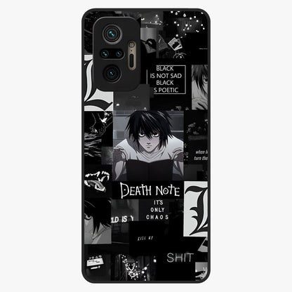 Midnight Chaos Mind Glass Case showing flat back view with abstract dark themed artwork and glossy glass finish.
