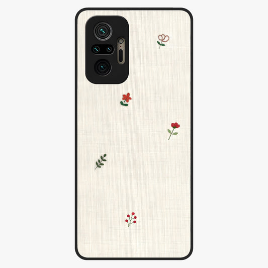 Minimal Petal Whispers Glass Case showing flat back view with soft minimal floral artwork and glossy glass finish.