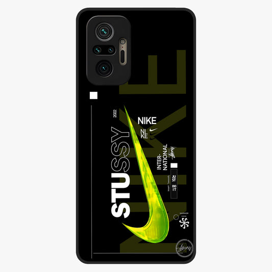 Neon Street Edition Glass Case showing flat back view with neon street style artwork and glossy glass finish.