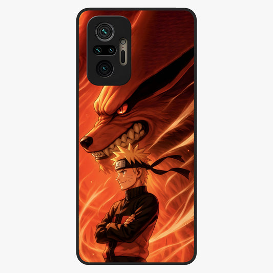 Nine Tails Legacy Glass Case showing flat back view with powerful nine-tailed fox inspired artwork and glossy glass finish.
