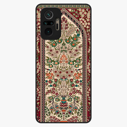 Persian Inspired Glass Case showing flat back view with ornate Persian style pattern artwork and glossy glass finish.