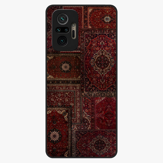 Persian Velvet Tale Glass Case showing flat back view with luxurious Persian velvet pattern artwork and glossy glass finish.
