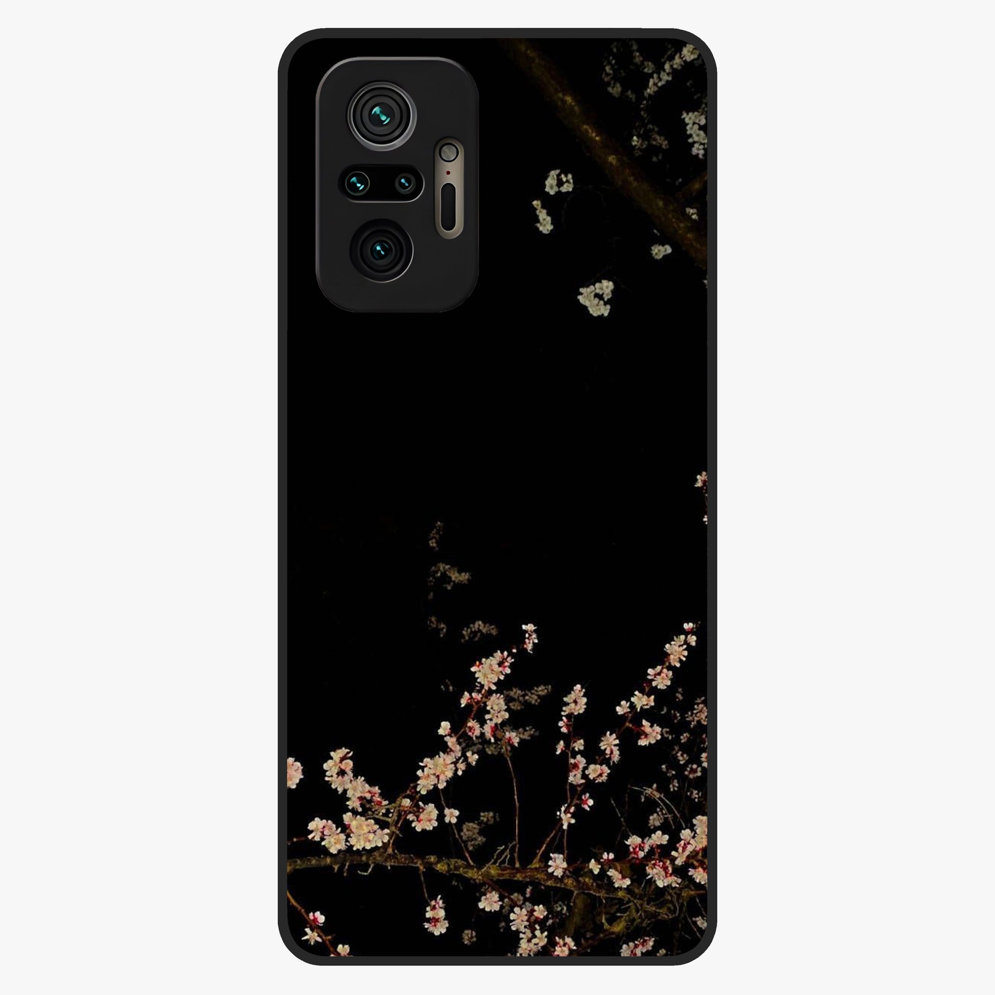 Petal Moon Light With Custom Name Glass Case showing flat back view with floral moonlight artwork and personalized name design.