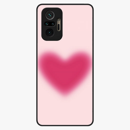 Pink Aura Heart Glass Case showing flat back view with glowing heart artwork and glossy glass finish.