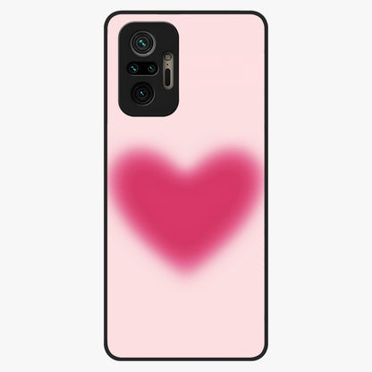 Pink Aura Heart Glass Case showing flat back view with glowing heart artwork and glossy glass finish.