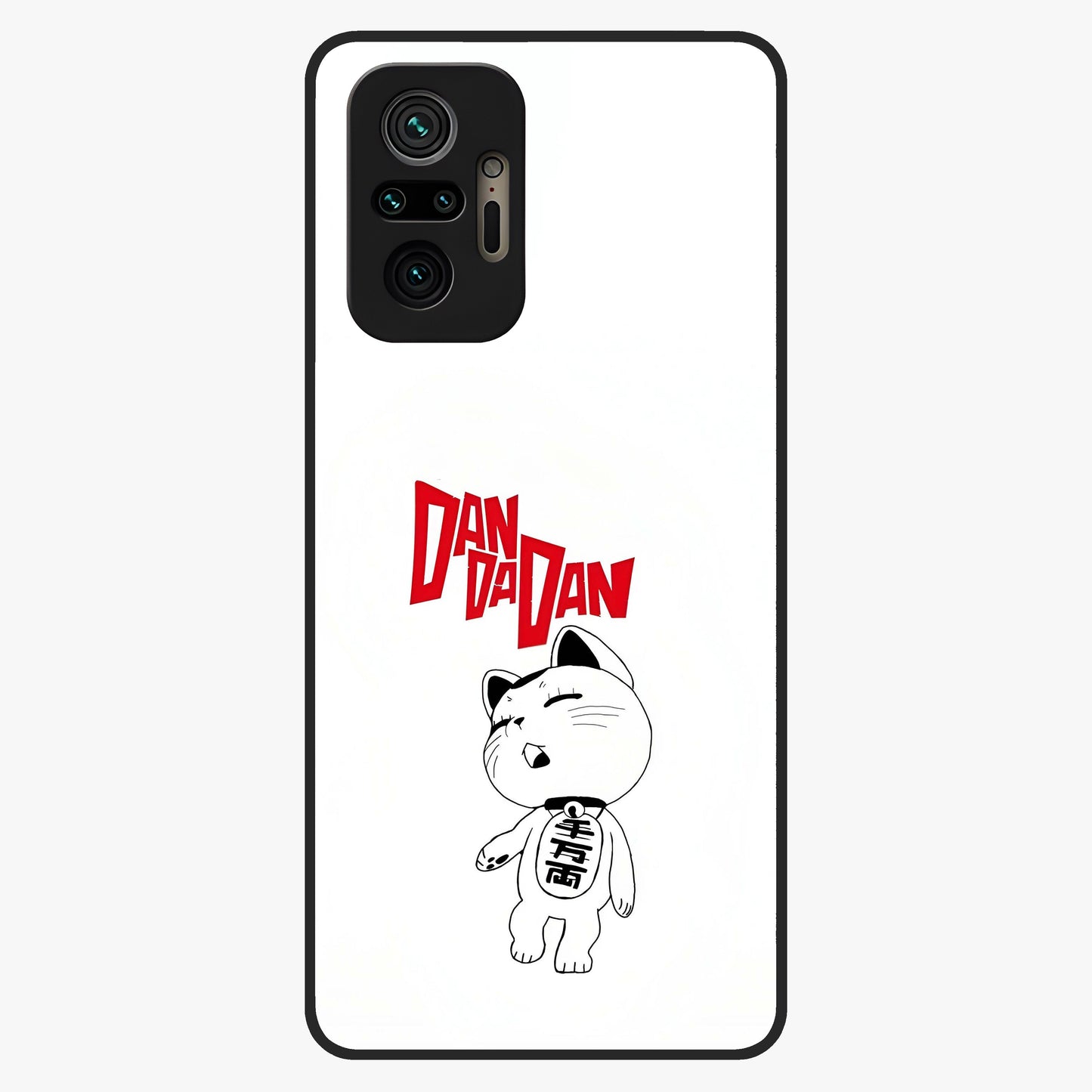 Playful Spirit Charm Glass Case showing flat back view with cheerful charm themed artwork and glossy glass finish.