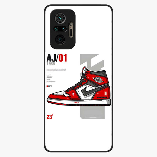 Retro Sneaker Blueprint Glass Case showing flat back view with sneaker blueprint style artwork and glossy glass finish.