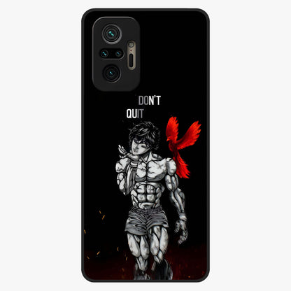 Rise Beyond Limits Glass Case showing flat back view with motivational typography artwork and glossy glass finish.