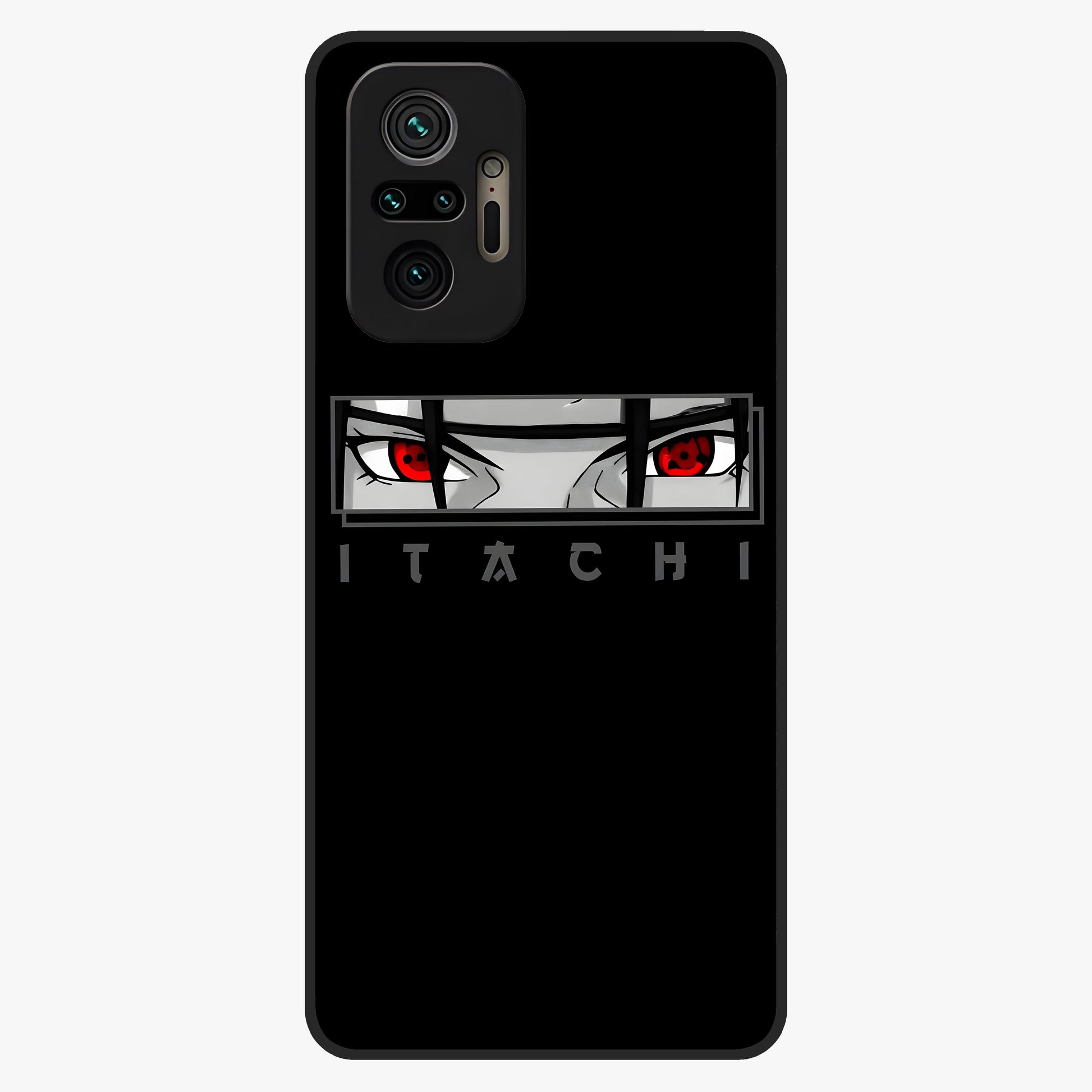 Scarlet Gaze Dominance Glass Case showing flat back view with striking red themed artwork and glossy glass finish.