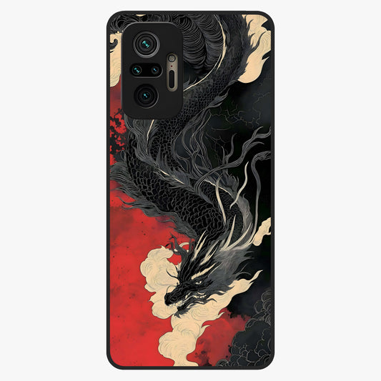 Shadow Dragon Fury Glass Case showing flat back view with fierce dragon artwork and glossy glass finish.