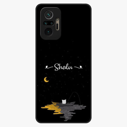 Silent Night Row Glass Case showing flat back view with calm night themed artwork and glossy glass finish.