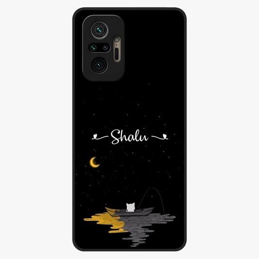 Silent Night Row Glass Case showing flat back view with calm night themed artwork and glossy glass finish.