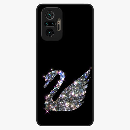 Starlit Swan Grace Glass Case showing flat back view with graceful swan artwork under starry sky and glossy glass finish.