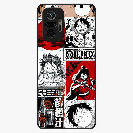 Strawhat Chaos Panels Glass Case showing flat back view with anime inspired chaos panel artwork and glossy glass finish.