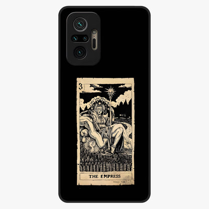 The Empress Glass Case showing flat back view with regal feminine artwork and glossy glass finish.