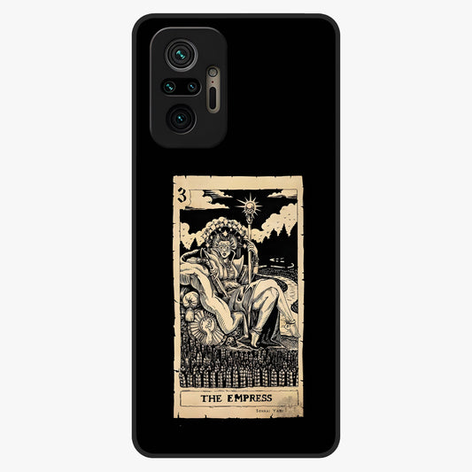The Empress Glass Case showing flat back view with regal feminine artwork and glossy glass finish.