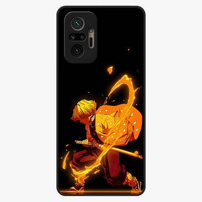 Thunder Flame Execution Glass Case showing flat back view with powerful flame and lightning artwork and glossy glass finish.