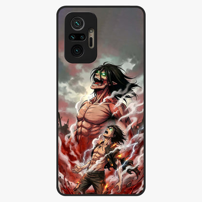 Titan Awakening Fury Glass Case showing flat back view with powerful titan inspired artwork and glossy glass finish.