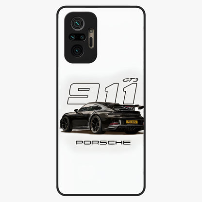 Turbo Legacy Icon Glass Case showing flat back view with iconic sports car inspired artwork and glossy glass finish.