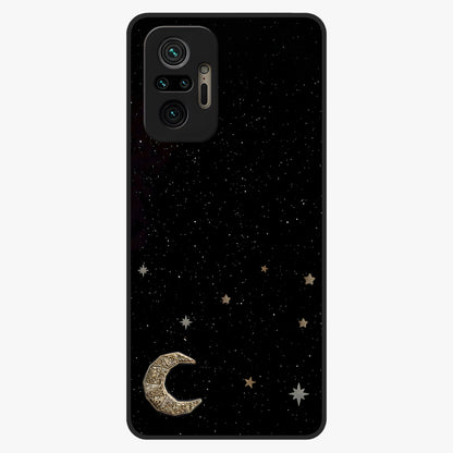 Twinkle Star With Half Moon Glass Case showing flat back view with star and half moon artwork and glossy glass finish.